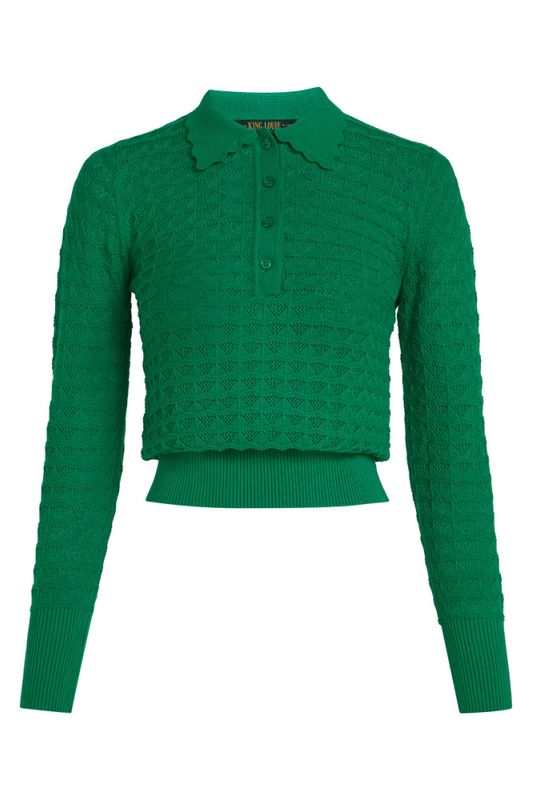 Polo Avel strikket topp - Meadow Green