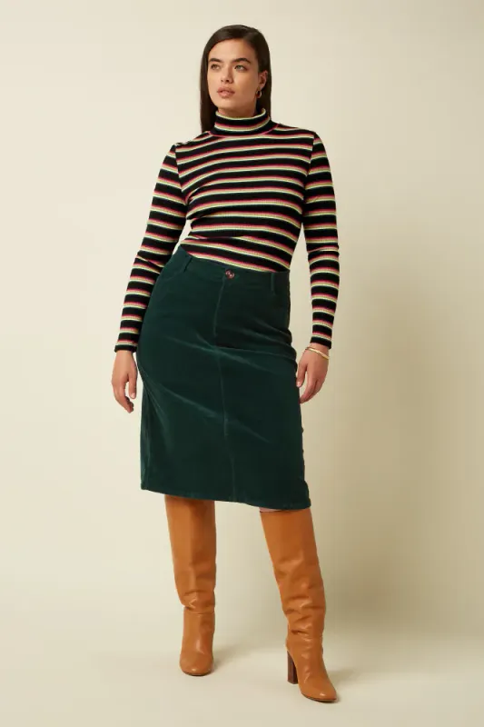  Prisca Corduroy Skjørt - Pine Green