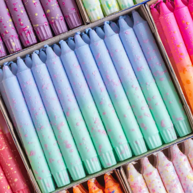 Hovedbilde Stearinlys - Blå og mint med rosa konfetti